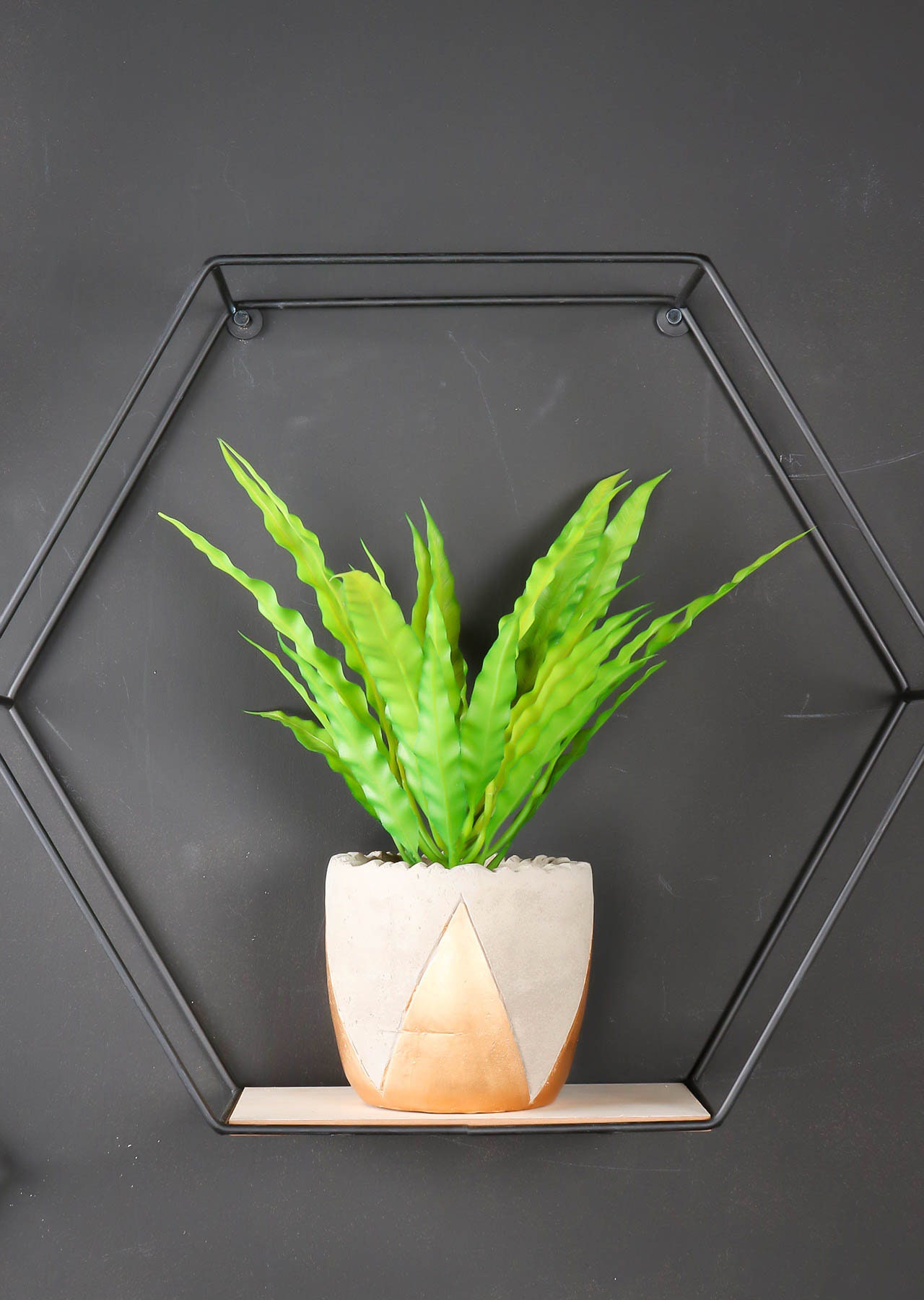 Set of 3 Hexagon Wall Shelves Industrial Style Metal Wood Etsy UK