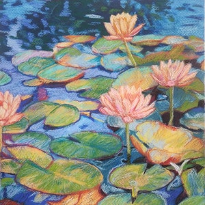 Waterlilies Original Painting | Lilypad Art, Waterlily Painting, Pond Painting, Impressionistic Waterlilies Wall Decor