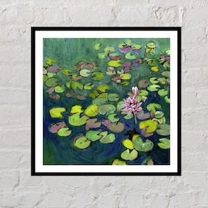 Water Lilies Art Print |  lily pond poster, water lilies decor, water  painting, water lily artwork, cottage core, impressionism