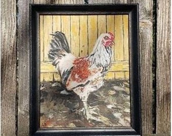 Art Print "Looks and All That" | Rooster Painting, Animal Art, Ameraucana Chicken, Farm Print, French Country Decor, Boho Western Art