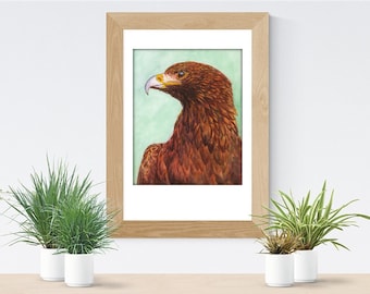 Art Print. "Golden Eagle" |  Giclee of a Watercolor Painting by Lori DeBoer (raptors, wildlife, birds of prey, hawk, Western)