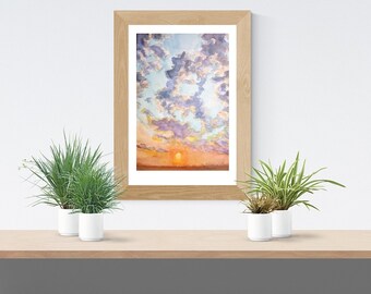 Landscape Art Print, "Prairie Sunrise," | Sunrise Painting, Cloud Art, Western Print, Rustic Artwork, Landscape Decor, Midwest Poster