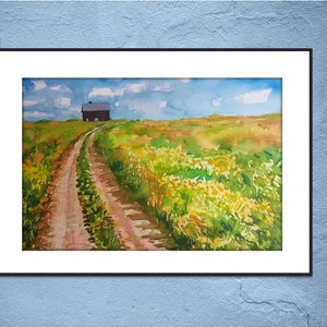 Landscape Art Print, &quot;Prairie Afternoon&quot; | Limited Edition, Signed  |  Fine-Art Giclee of an Original Watercolor Painting by Lori DeBoer