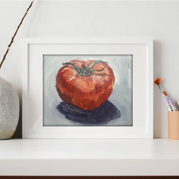 Art Print, "Tomato," | Giclee of a Gouache Painting by Lori DeBoer | Food, Still Life, Garden, Restaurant