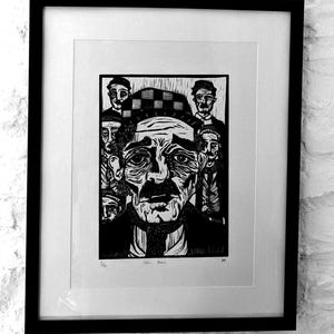 Cefn Boyos – Original Hand-Pulled Linocut Print | Welsh Heritage Industrial Art | Large-Format Minimalist Wall Decor