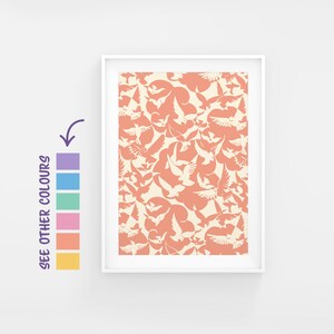 Pigeons Wall Art Print in Pastel Aesthetics, Bird Poster, Pastel Decor and Houseware, Prints for Framing, Housewarming Gift, Made in the UK