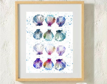 LIMITED EDITION PRINT: "A Dozen Scallop Shells" by Delaware Artist Stephanie Silverman