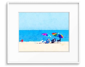 LIMITED EDITION PRINT: &quot;Ocean City Beach Day&quot; by Delaware Artist Stephanie Silverman