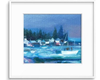 LIMITED EDITION PRINT: "Maine Harbor at Dusk" by Delaware Artist Stephanie Silverman