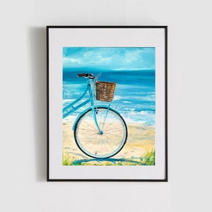 ORIGINAL PAINTING: &quot;Beach Adventure-Turquoise Bicycle&quot; by Delaware Artist Stephanie Silverman