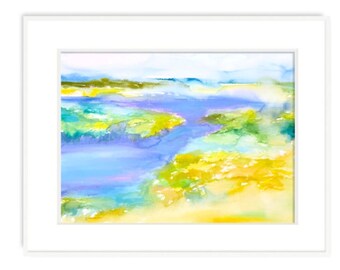 PEINTURE ORIGINALE : « Morning-Lewes Marsh, Delaware » par l'artiste du Delaware Stephanie Silverman