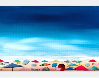 ORIGINAL PAINTING: "Beach Day Bliss-June" by Delaware Artist Stephanie Silverman-FREE Personalization!