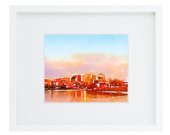 LIMITED EDITION PRINT: "Wilmington, Delaware Skyline-Sunset" by Delaware Artist Stephanie Silverman