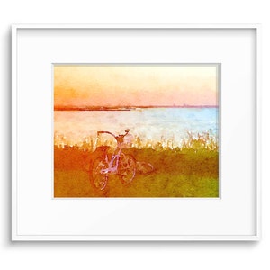 LIMITED EDITION PRINT-&quot;Bike & Bay, Sunset&quot; by Delaware Artist Stephanie Silverman
