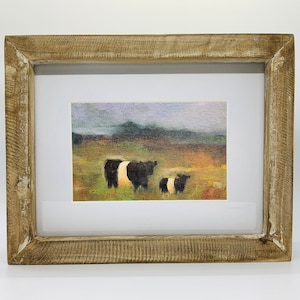 Impresión enmarcada: “Vaca y ternero de Galloway con cinturón” de la artista de Delaware Stephanie Silverman