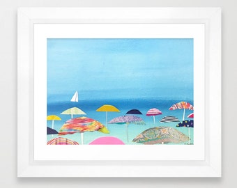 LIMITED EDITION PRINT: "Beach Umbrellas" by Delaware Artist Stephanie Silverman
