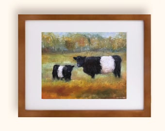 LIMITED EDITION PRINT: &quot;Belted Galloway Calf and Mother&quot; by Delaware Artist Stephanie Silverman