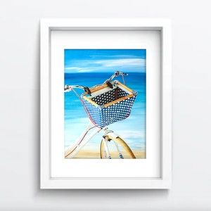 Original Painting: &quot;Beach Adventure-White Bicycle&quot; by Delaware Artist Stephanie Silverman