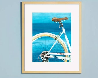 LIMITED EDITION PRINT: "White Bicycle, Blue Ocean" by Delaware Artist Stephanie Silverman