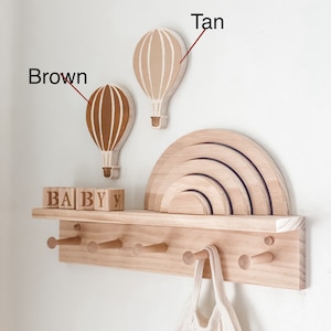 Wood hot air balloon hot air balloon girl nursery decor nursery wall decor baby shower girl gender neutral baby gift shelf decor image 2