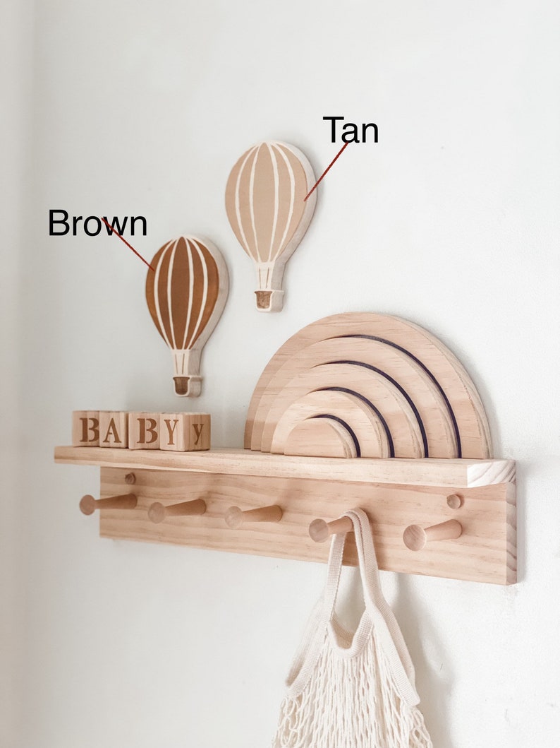 Wood hot air balloon hot air balloon girl nursery decor nursery wall decor baby shower girl gender neutral baby gift shelf decor image 2