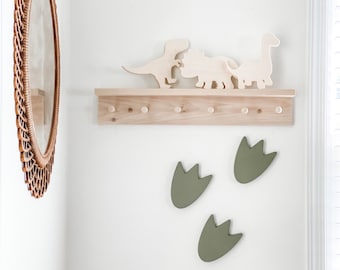 Dinosaur footprints, Dinosaur nursery decor, Dinosaur wall decor, Dinosaur party, Wooden dinosaur