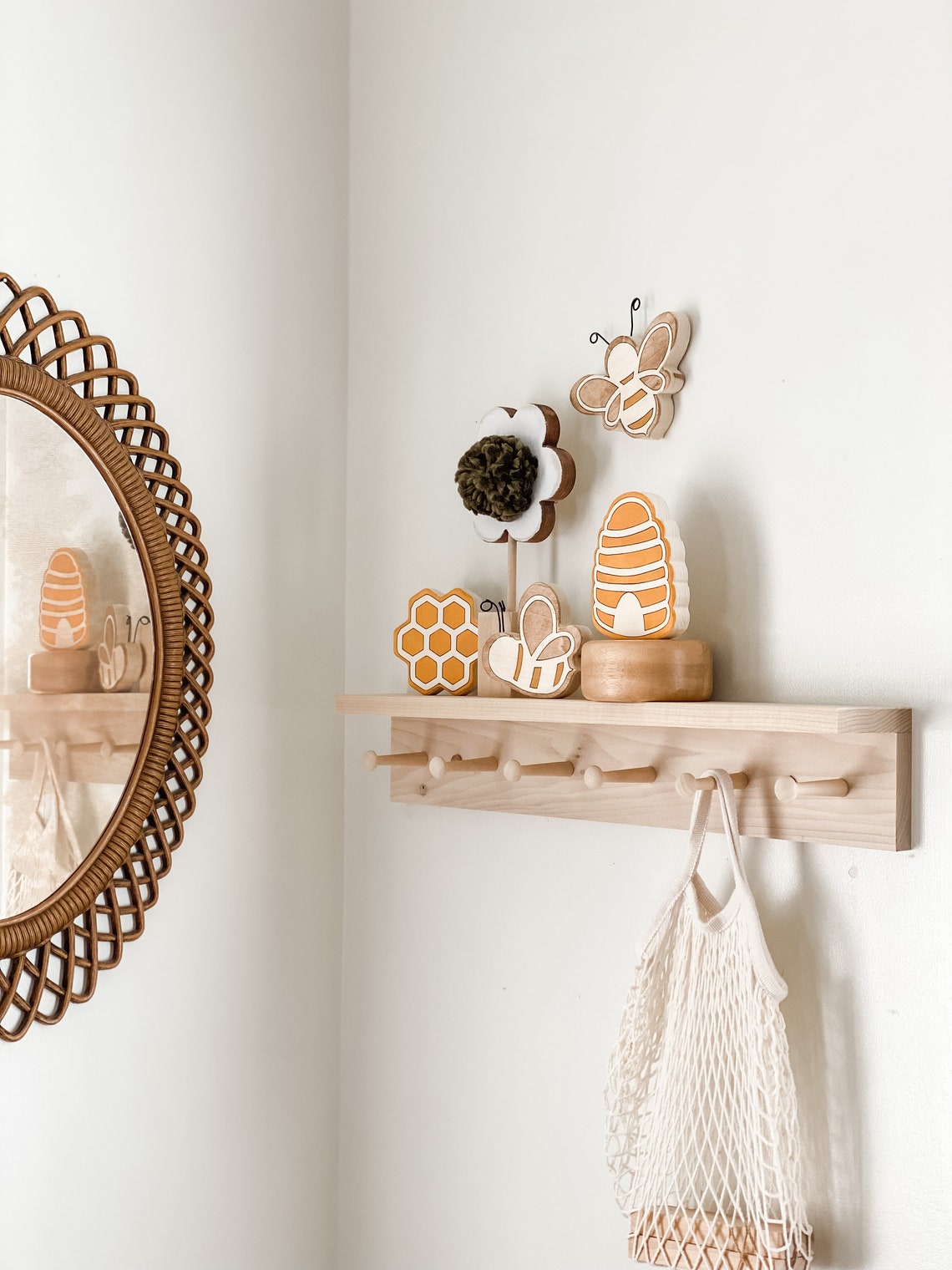 Wooden Bee Shelf Decor Bee Hive Shelf Decor Etsy