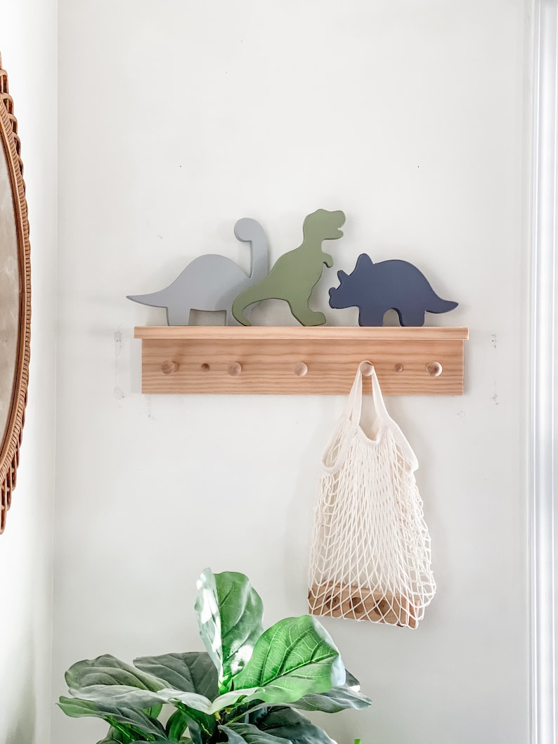 wooden dinosaur decor, wooden dinosaur cutout, dino baby shower, toddler wall decor, boy nursery wall decor, wooden shelf decor, dinosaur image 3