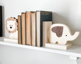 Nursery book ends - book ends - safari nursery decor - wooden book ends - book ends kids - neutral nursery decor - baby shower gift