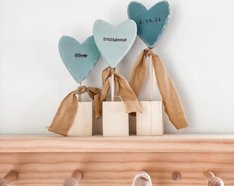 custom wooden heart, engraved heart, custom name heart, wood burned heart, custom baby gift, shelf decor, wooden heart, painted wooden heart