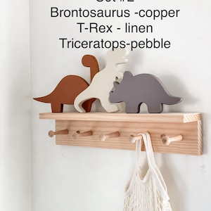 décor de dinosaure en bois, découpe de dinosaure en bois, baby shower dino, décoration murale pour tout-petits, décoration murale de chambre d'enfant pour garçon, décoration d'étagère en bois, dinosaure Set #2