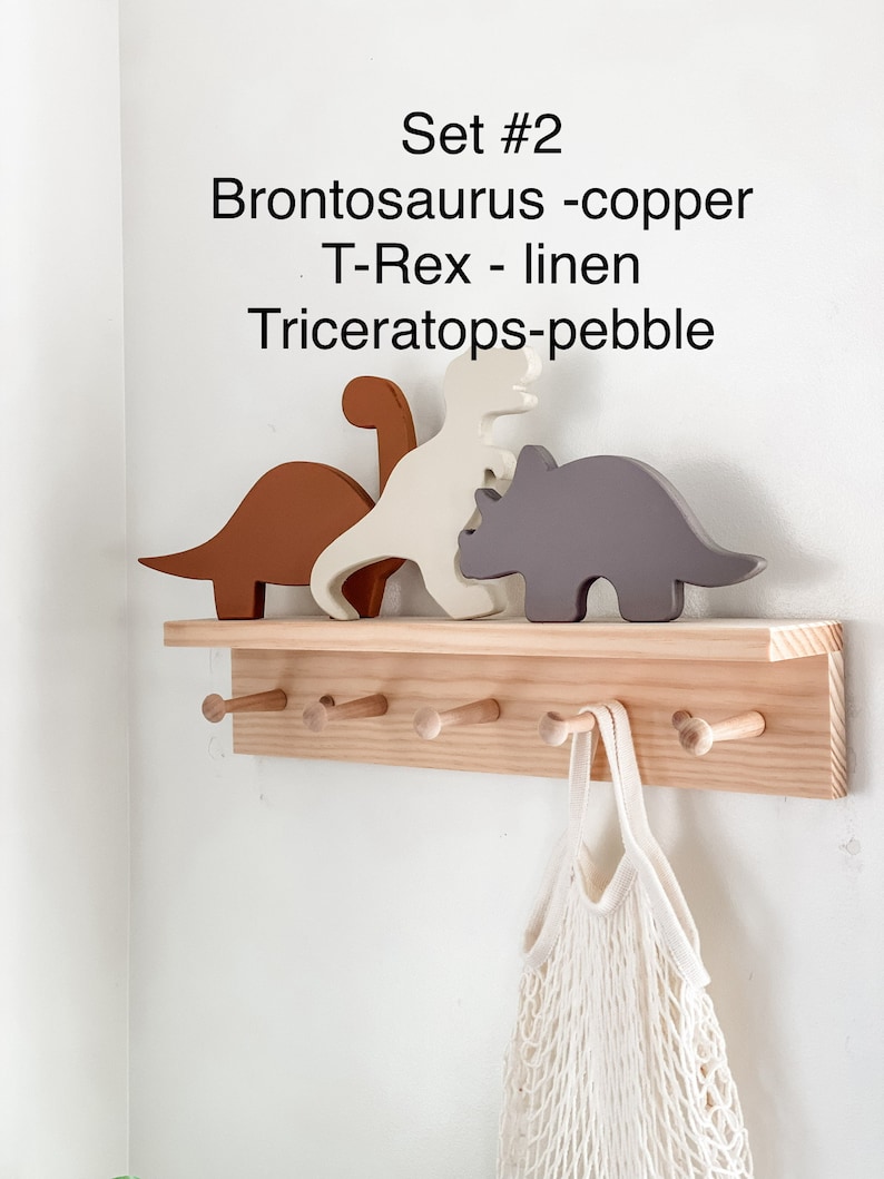 décor de dinosaure en bois, découpe de dinosaure en bois, baby shower dino, décoration murale pour tout-petits, décoration murale de chambre d'enfant pour garçon, décoration d'étagère en bois, dinosaure Set #2