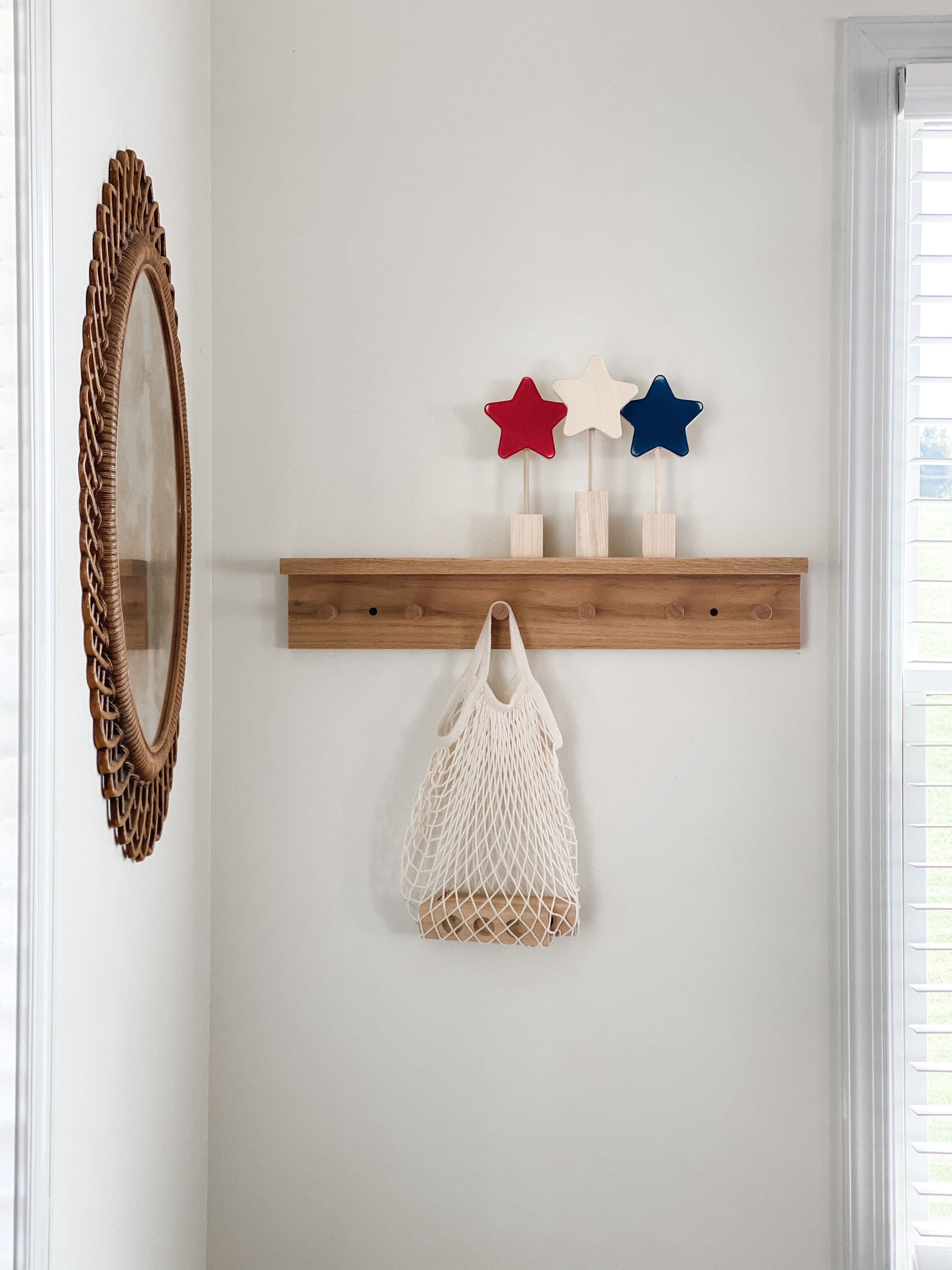 Oak wooden shelf shelf with pegs peg shelf nursery shelf Etsy