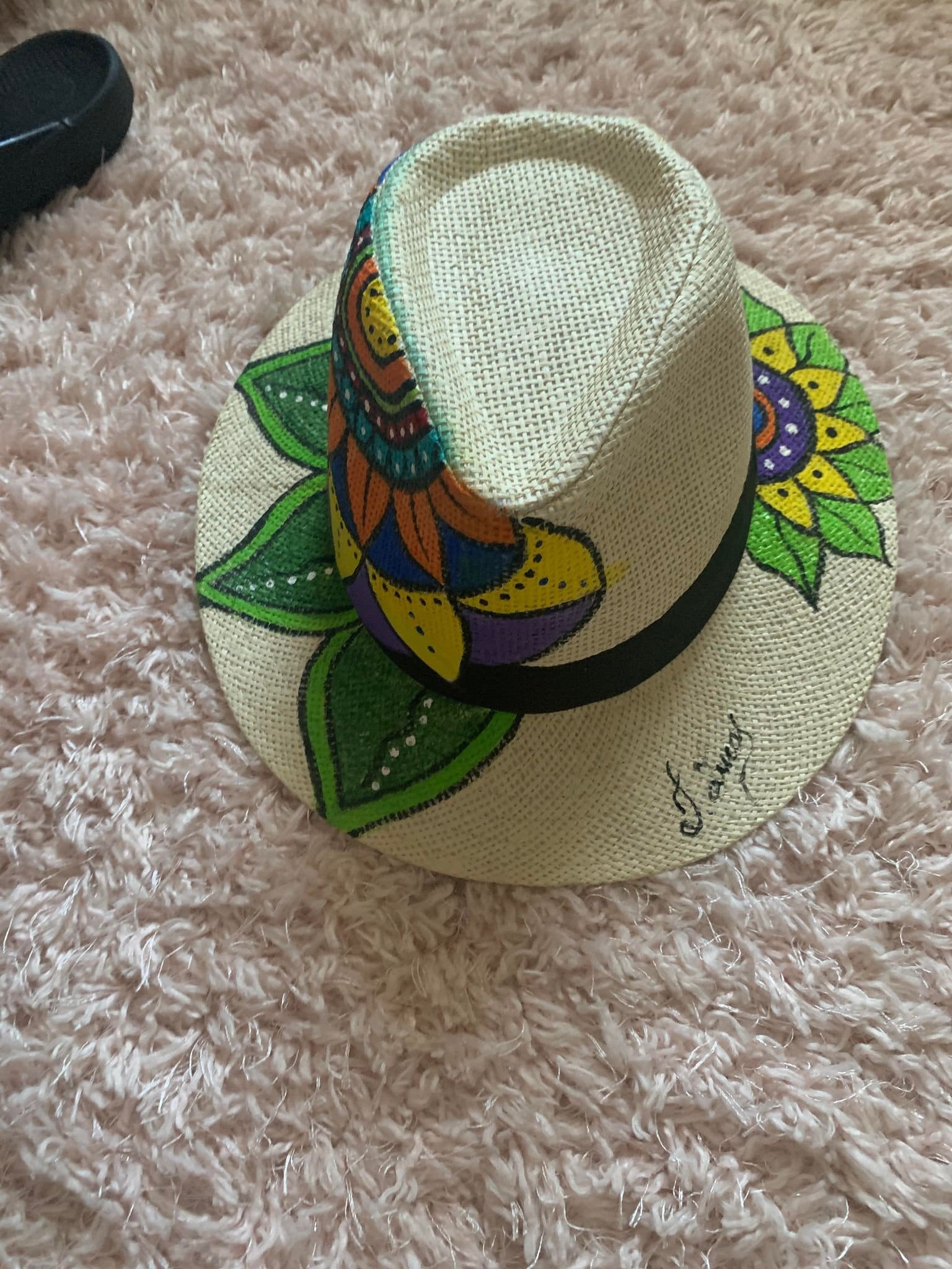 Lorenzo hats- Colorful Floral and Butterfly hand painted fedora Made to Order - Hand Painted Monarch Butterfly Fedora Hat  main image 4