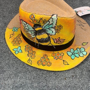 Original paining Hats Fedora,cowboy .Birds.butterfly,fish,Flowers,