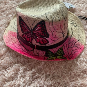 Handmade Painting Hats,Fedora,Cowboy,Sunflowers Hats,Flowers,birds