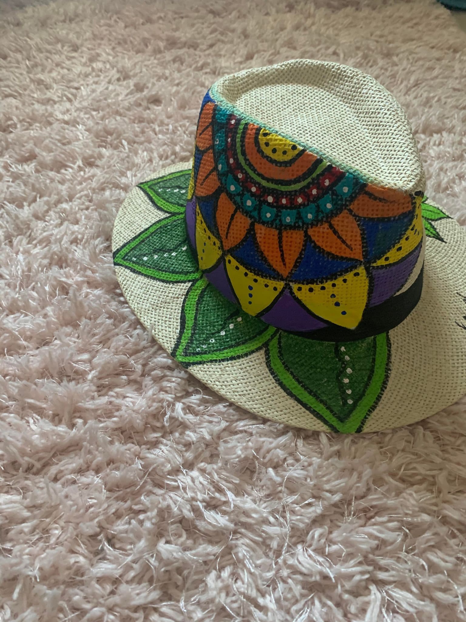 Lorenzo hats- Colorful Floral and Butterfly hand painted fedora Made to Order - Hand Painted Monarch Butterfly Fedora Hat  main image 2
