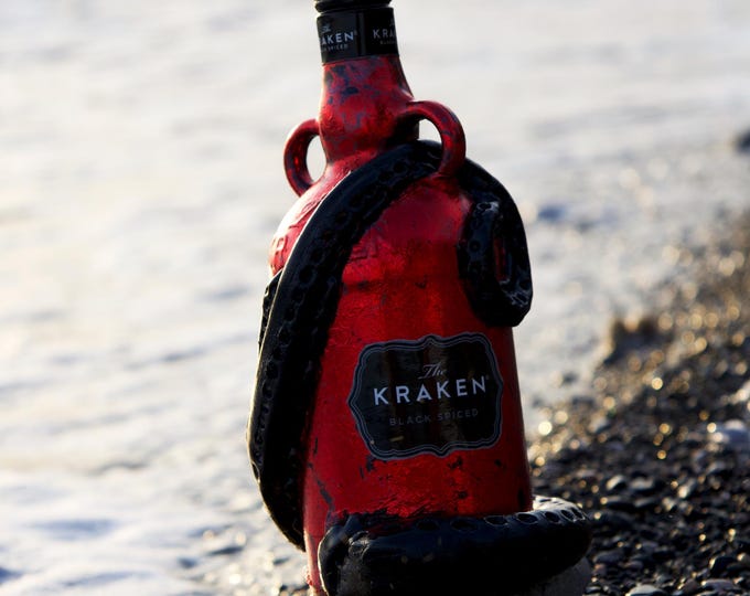 The Red Metallic Kraken or The Sunset Kraken - Original Handmade Customized Kraken Bottle (Free Gift Wrapping)  EMPTY