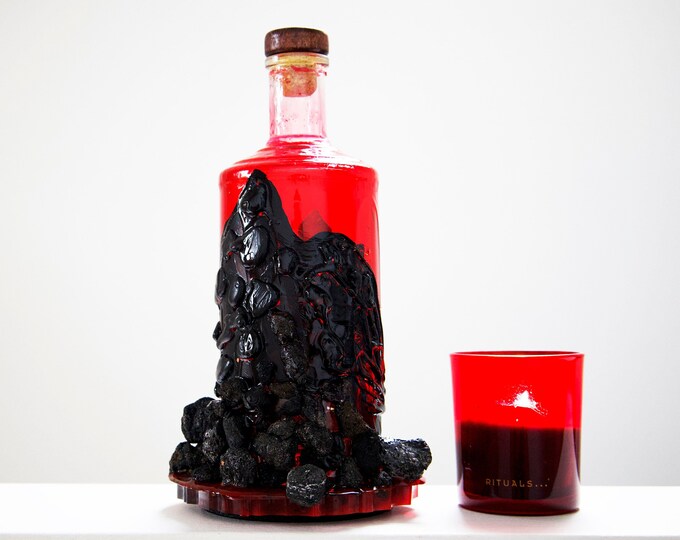 The Volcano - Original Handmade Customized Bottle with Natural Stones Inspired from New Zealand (Free Gift Wrapping) EMPTY