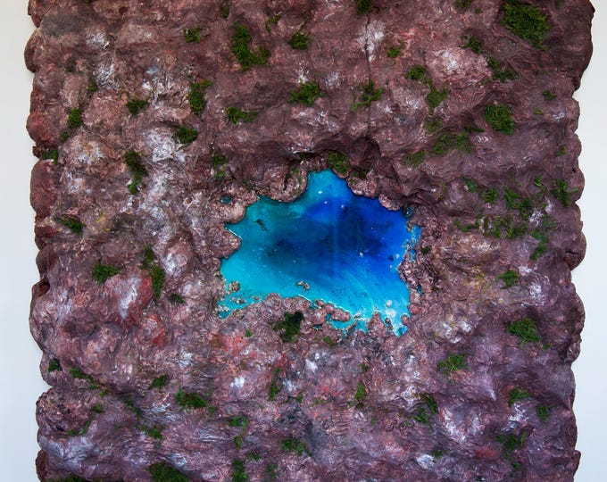 イモツキ Imotski Original 3D Canvas Painting | Mixed Media Wall Art Inspired by Red Lake in Imotski, Croatia