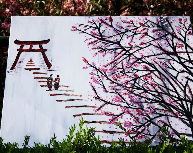 Sakura - Original Handmade Painting Oil on Canvas, 70cm x 50 cm