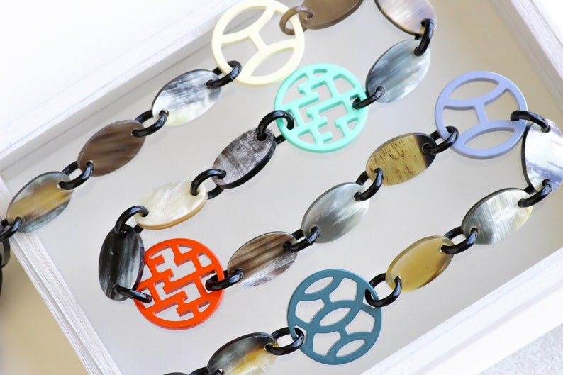 Chain necklace Lacquer necklace Buffalo horn lacquer necklace Buffalo horn necklace