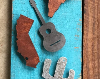 Desert Magnets - Cactus Magnet - California Magnet - Cow Skull Magnet - Guitar Magnet - Wood Magnet - Steel Magnet