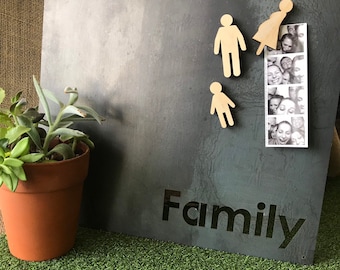 Tablero magnético de acero: decoración de pared metálica cuadrada de 40 cm, organizador familiar