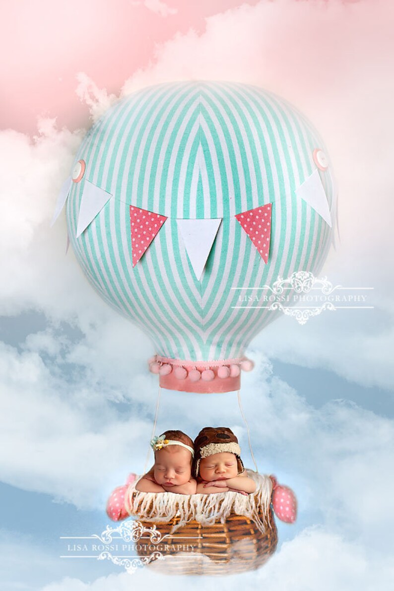 Hot Air Balloon Digital Backdrop Background Newborn Baby Girl Etsy