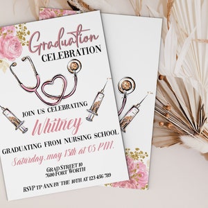 Nurse Graduation Party invitation, Graduation Invitation template, Graduation Invite, Graduate Celbration Invitation