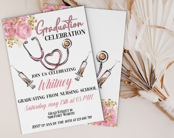 Nurse Graduation Party invitation, Graduation Invitation template, Graduation Invite, Graduate Celbration Invitation