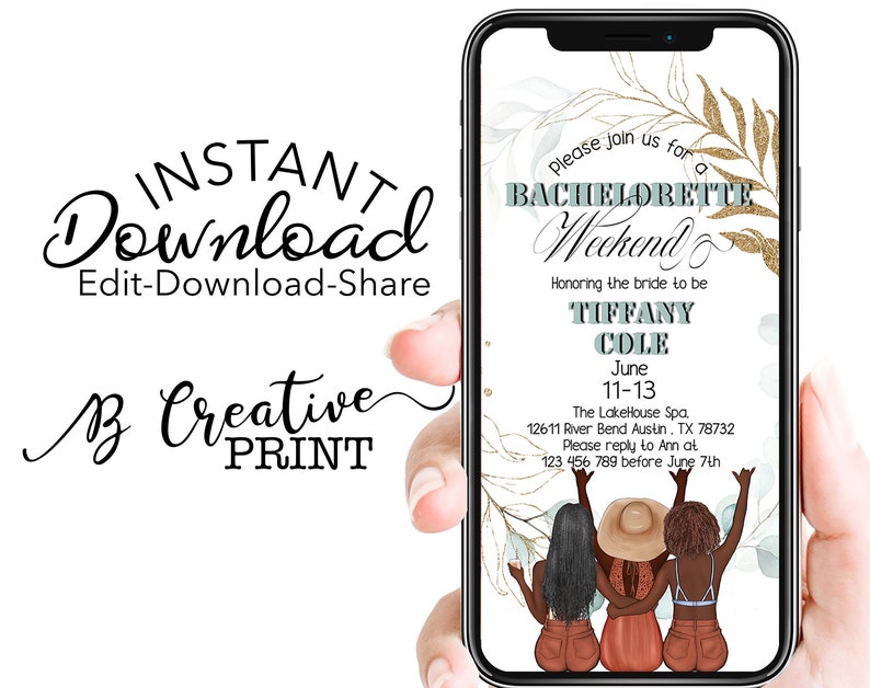 Bachelorette Weekend Mobile invitation Fashion Girl Bachelorette Weekend Girly Bachelorette Invitation Beach Weekend Getaway