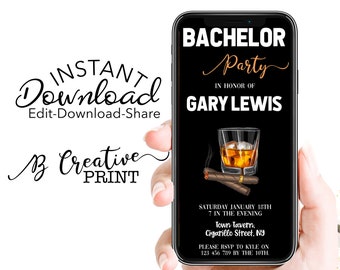 Bachelor Party Mobile invitation, Bachelor Mobile Invitation, Dark Bachelor Invitation, Evite Cool bachelor Invitation