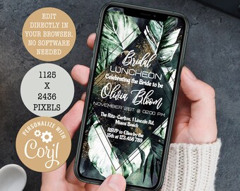 Mobile Bridal Luncheon Invitation Template, Bridal Shower Invitation, Bridesmaid Lunch, Black Bridal Brunch, Elegant Bridal Shower Invite